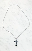 LA Hearts Silver Cross Chain Necklace