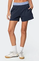 Edikted Plaid Boxer Detail Sweat Shorts