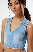 Pacsun Light Indigo V-Neck Denim Vest