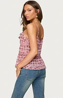 Edikted Chiffon Printed Tie Front Ruffle Top