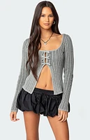 Edikted Bowtie Split Front Knit Top