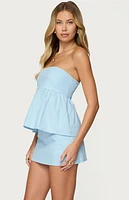 Edikted Avalai Linen Look Strapless Babydoll Top