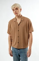 Pacsun Tan Lance Swirl Knit Oversized Camp Shirt