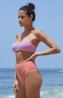 It's Now Cool Lurex Colorblock Cropped Bikini Top