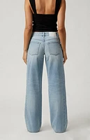 Pacsun Casey Bow Tie Low Rise Baggy Jeans Light Indigo