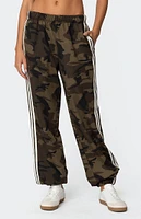 Edikted Camo Contrast Striped Sweatpants