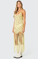 Edikted Fringey Crochet Maxi Dress