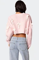 Edikted Chunky Bow Cropped Sweater