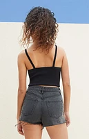Pacsun Black Rhinestone High Waisted Denim Festival Shorts