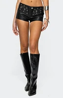 Edikted Grommet Faux Leather Micro Shorts