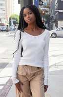 John Galt White Josephine Long Sleeve Top