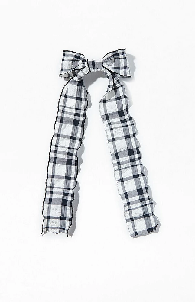 LA Hearts Gingham Ruffle Edge Bow Clip