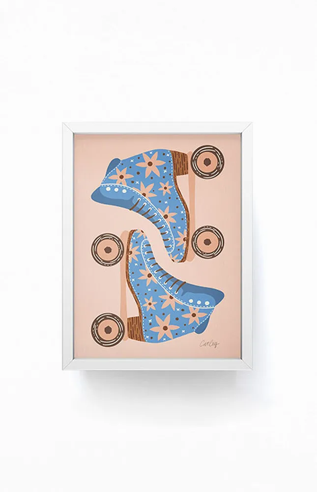 Roller Skates Maple Framed Mini Art Print