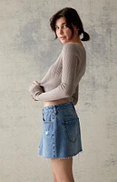 PacSun Asymmetrical Waistband Denim Mini Skirt