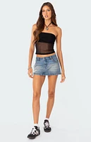 Edikted Distressed Denim Mini Skirt