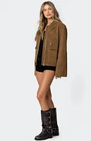 Edikted Annabelle Oversized Faux Suede Jacket