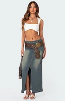 Edikted Lexy Washed Denim Maxi Skirt