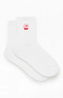 Pacsun Cherry Bow Embroidered Quarter Crew Socks