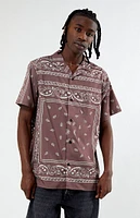 PacSun Satin Brown Paisley Camp Shirt