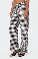 Edikted Gingham Printed Low Rise Pants