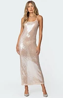 Edikted Sheer Sequin Slitted Maxi Dress