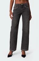 Rivet Trim Straight Leg Jeans