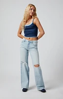 PacSun Casey Ripped Fray Low Rise Baggy Jeans Light Indigo