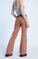 Brown Low Rise Flare Pants