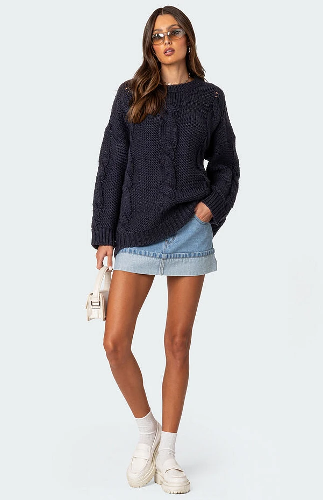 Edikted Alene Oversized Cable Knit Sweater