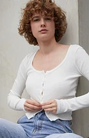 John Galt White Zelly Long Sleeve Top