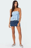 Edikted Linen Look Strapless Peplum Top