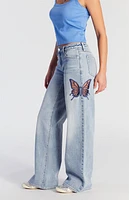 Pacsun Casey Butterfly Applique Low Rise Baggy Jeans
