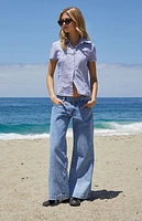 John Galt Blue & White Striped Teagan Collared Top