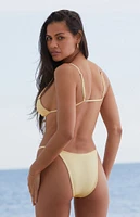 Amor y Besos Eco Yellow Delphine Picot High Cut Bikini Bottom