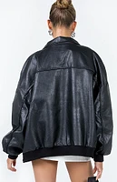 Princess Polly Goldsmith Faux Leather Bomber Jacket