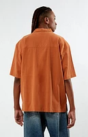Pacsun Orange Suede Tencel Camp Shirt