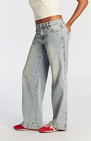Pacsun Casey Tint Low Rise Baggy Jeans Medium Indigo Wash
