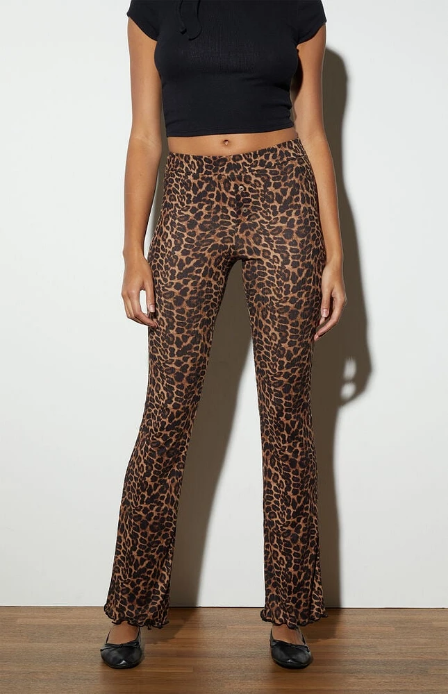 LA Hearts Leopard Knit Flare Pants