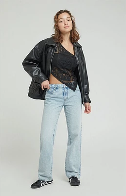 PacSun Jordyn Light Indigo Acid Low Rise Straight Leg Jeans