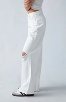 Pacsun Eco White Ripped Low Rise Baggy Jeans