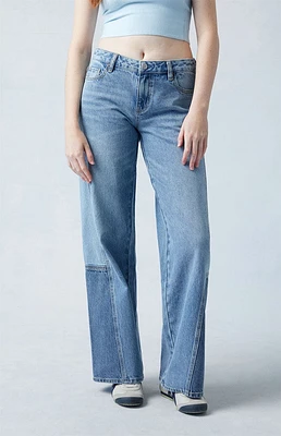 PacSun Medium Indigo Paneled Casey Low Rise Baggy Jeans