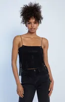 WEWOREWHAT Crystal Mesh Cami Top