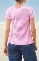 John Galt Pink Striped Hailie T-Shirt