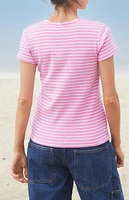 John Galt Pink Striped Hailie T-Shirt