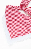 LA Hearts Red Gingham Eyelet Head Scarf