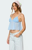 Edikted Ruffle Sheer Chiffon Babydoll Tank Top