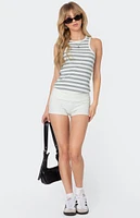 Edikted Racer Striped Ribbed Tank Top