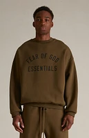 Fear of God Essentials Olive Fleece Crew Neck Sweatshirt