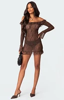 Edikted Wisteria Scrunched Sheer Lace Mini Dress