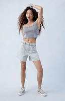 Pacsun Eco Gray Rhinestone High Waisted Relaxed Jorts